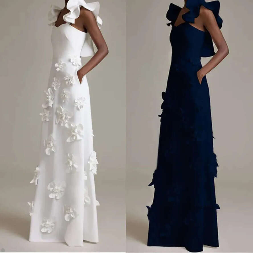 Solid Column Prom Square Sleeveless Or Length Taffeta Hand Wers Draped Ruffle Celebrity Evening Dresses Plus Size Custom Made B5010 0508