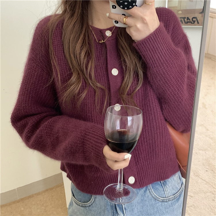 Autumn Short Knitted Cardigan Loose And Lazy College Style Outerwear Sweater Jacket Women Long Sleeved Shirt F1028#42 .