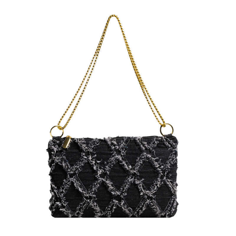 CMM Denim Bag Fashion Tassel Personality Womens Large Capacity Single Shoulder Chain Envelope Bag Trend