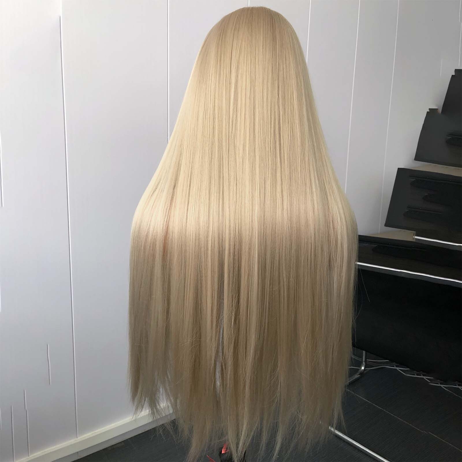 13X6 Ash Blonde Lace Front Wig Synthetic Wigs for Women Long Straight Light Blond Frontal Glueless Natural Haire Daily Party