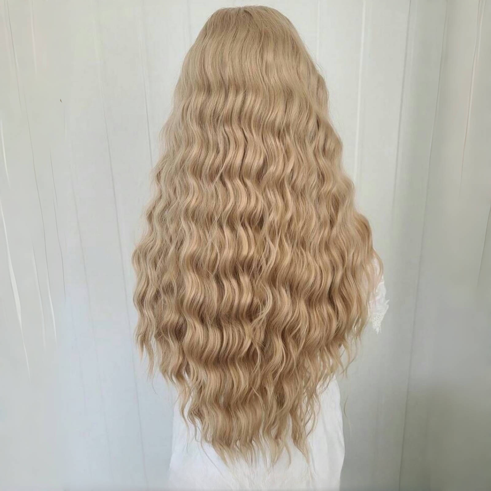Ash Blonde Deep Wave Synthetic Front Wig Long Curly Natural Wavy Colored Hair 13X4 Lace Frontal Wigs for Women Party