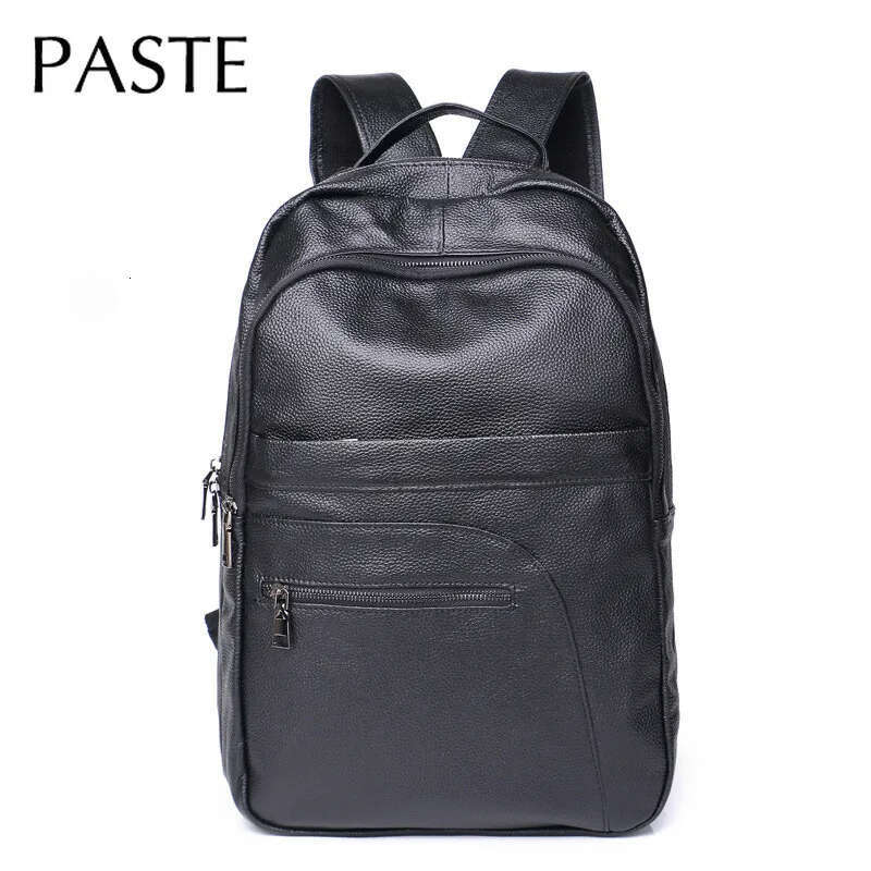 Casual Black Daypac Men's Backpack 100% Genuine Cow Laptop School Bag Cowhide Leather Man Travel Trip Bagpack