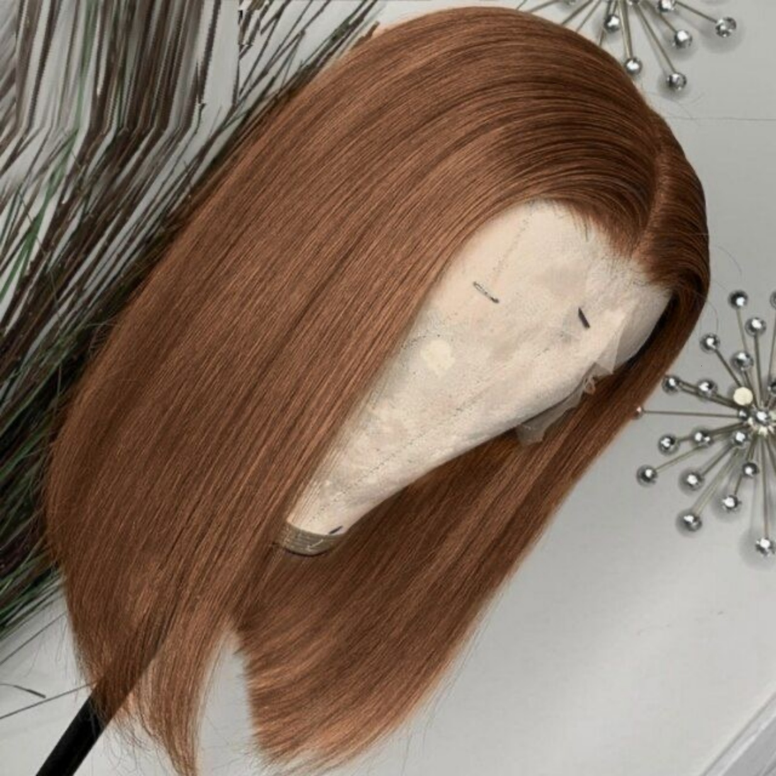 Brown Bob Short Synthetic Front Wig Glueless Frontal Chocolate Brunette Colored Hair Lace Wigs for Women Party