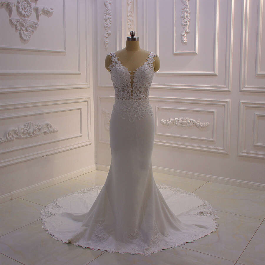 bride dress Simple Elegant Cap Sleeve Lace Appliques Keyhole Back Beach Wedding Dress