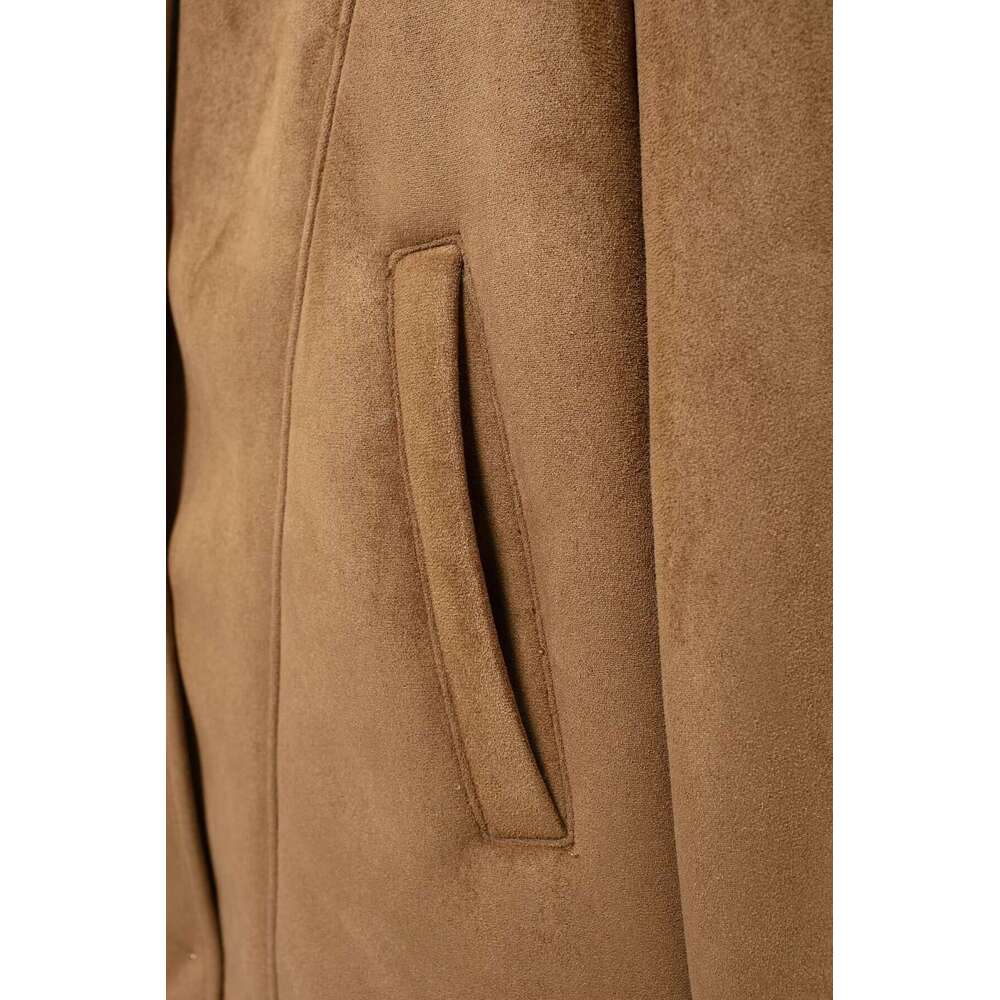 TRAFZA Women Fall Winter Suede Exterior Lapel Buttons Vintage Fleece Ed New 2024 Fashion Casual Warm Coat