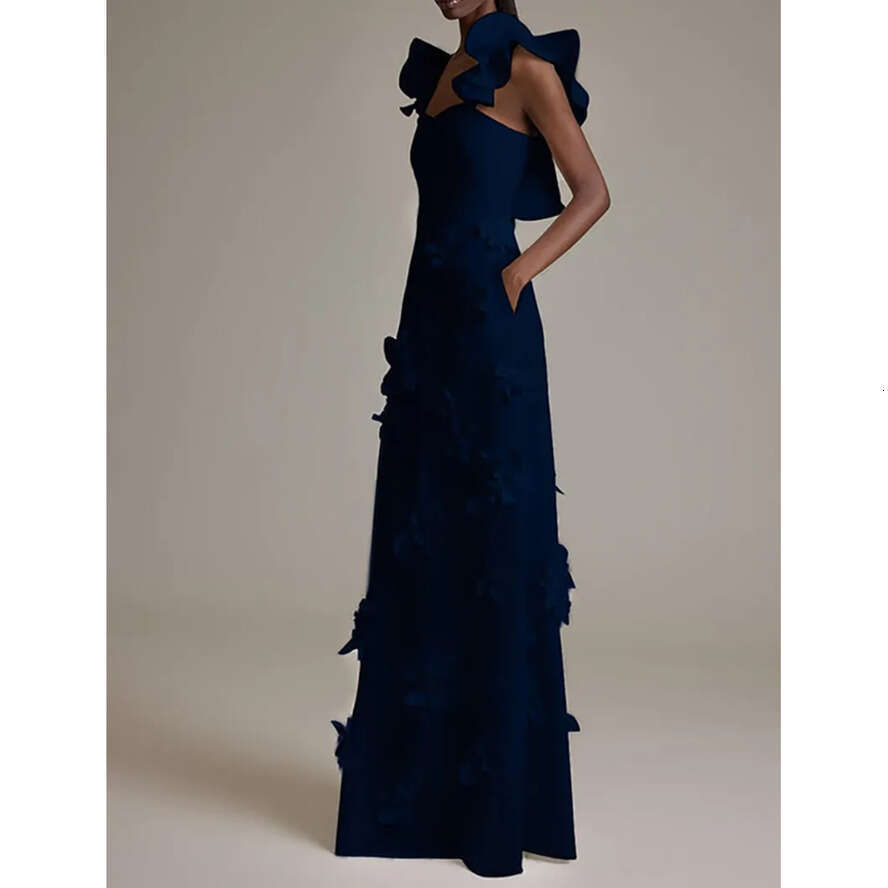 Solid Column Prom Square Sleeveless Or Length Taffeta Hand Wers Draped Ruffle Celebrity Evening Dresses Plus Size Custom Made B5010 0508