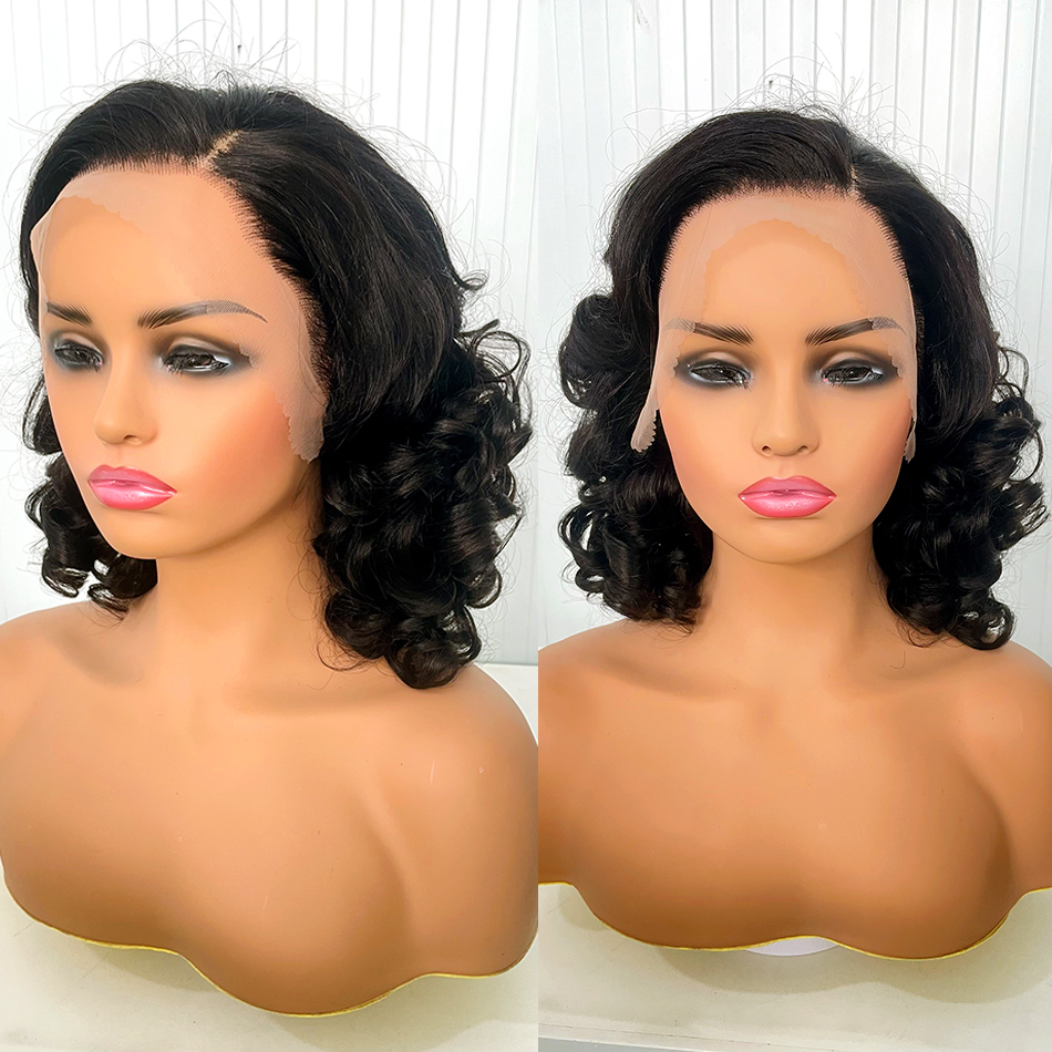 12A 250% Density Raw Super Double Drawn Vieamese Human wigs 18" Bouncy Wave 13x4 Lace Front Virgin Hair Pre Plucked Wigs