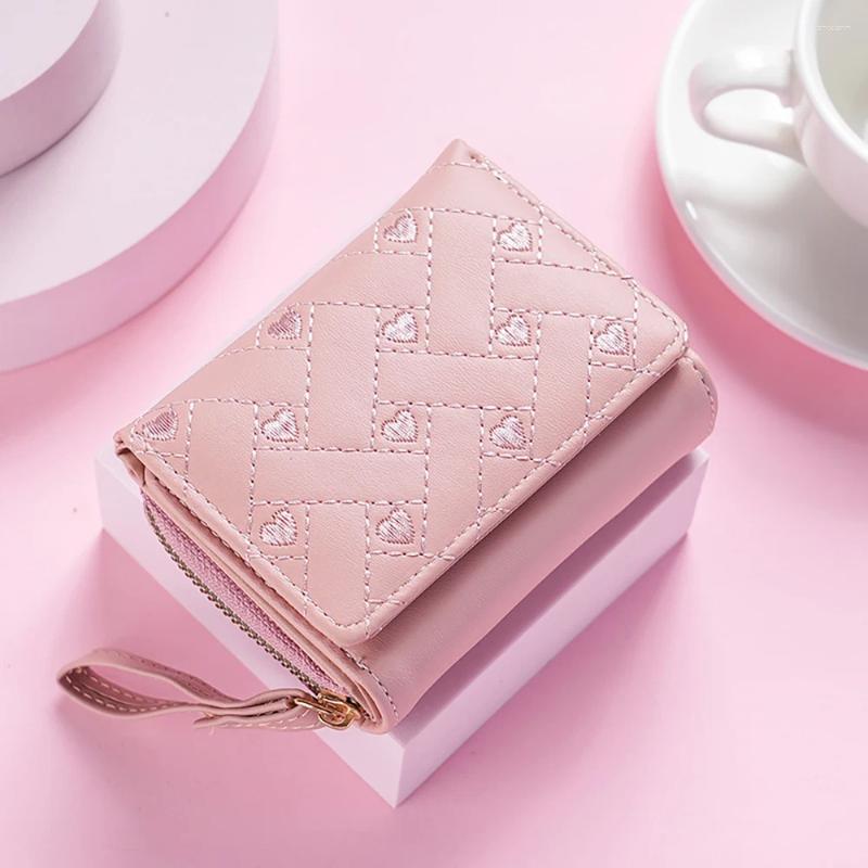 Free Shipping Wallets Trendy Heart Women Gifts Portable Large Capacity PU Leather Girls Bag Banknote Storage Card Holder Cute Purses
