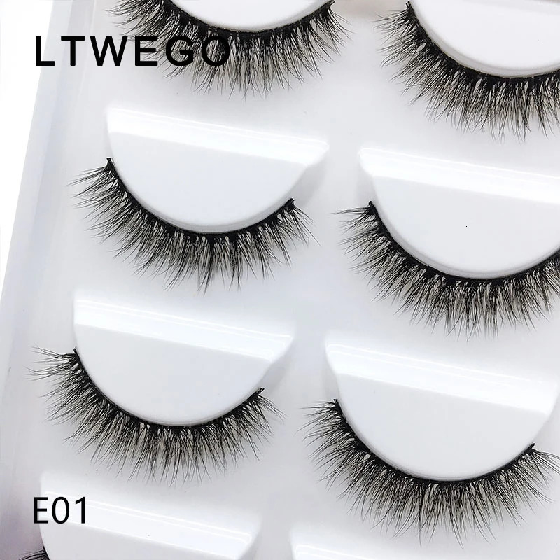LTWEGO 5 pairs fluffy faux mink eyelashes natural long false eyelash extension handmade volume 3d lashes makeup faux cils cilios 241028