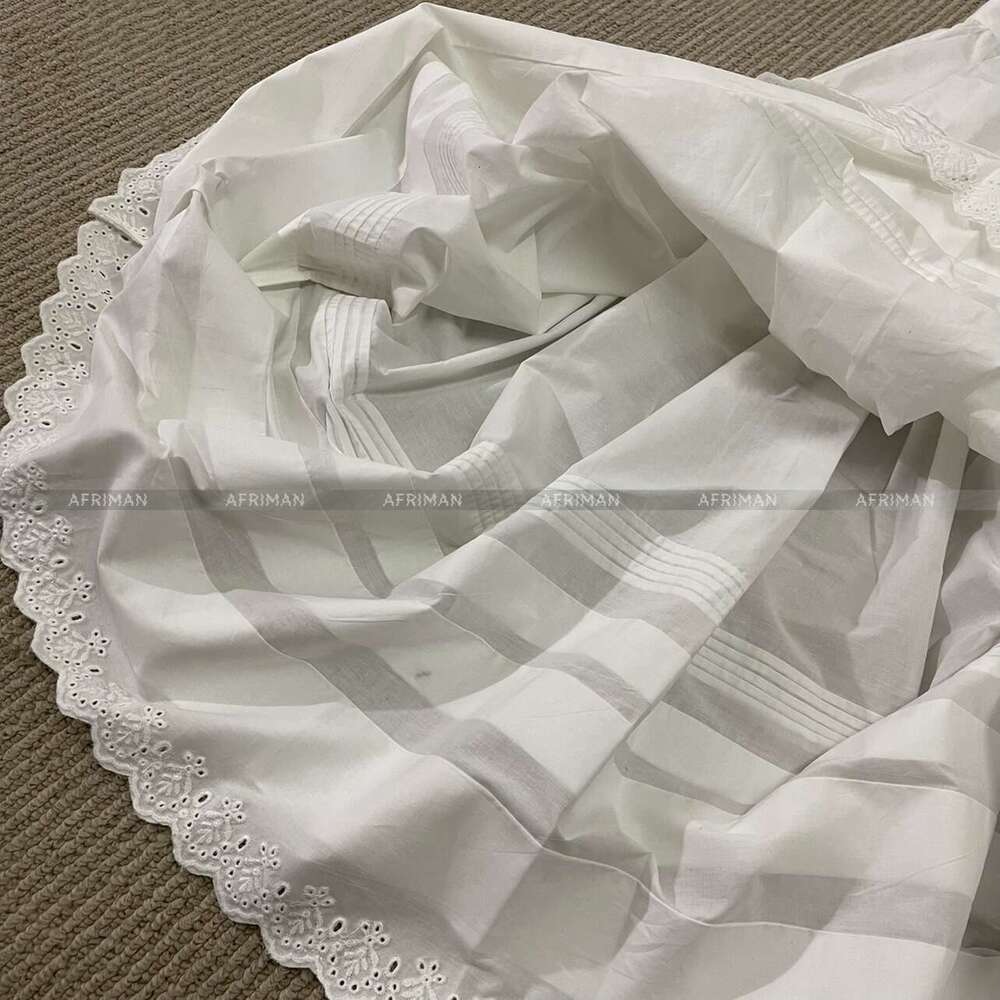 Women High Waist Hollow Out Embroidery Edge Classic White Cotton Skirt