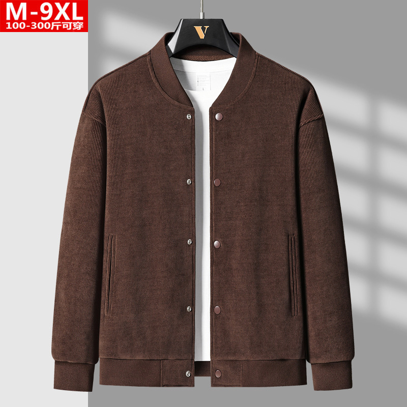 2024 New Designer Fashionable Handsome Knitted Shirt Fat Men's Large Loose Casual Baseball Collar Coat