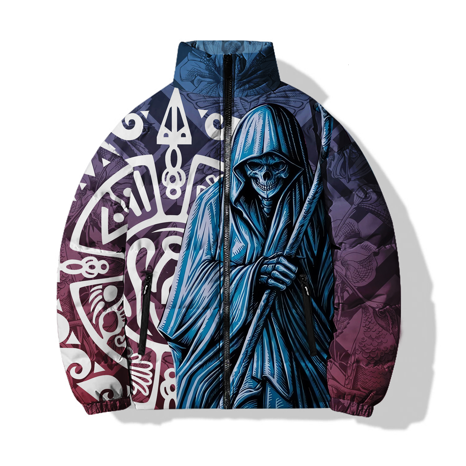 Skeleton Cold Jackets Skull Men's Clothing 2024 Warmth Sickle Parkas 3D Printing Sweatshirts Cool Decent Durable Male Coat