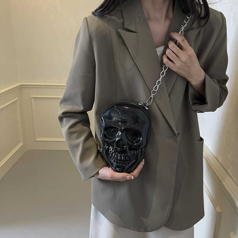 CMM Halloween Skeleton Bag for Women New Fashion and Personalized Funny Single Shoulder Chain Small Round Bag