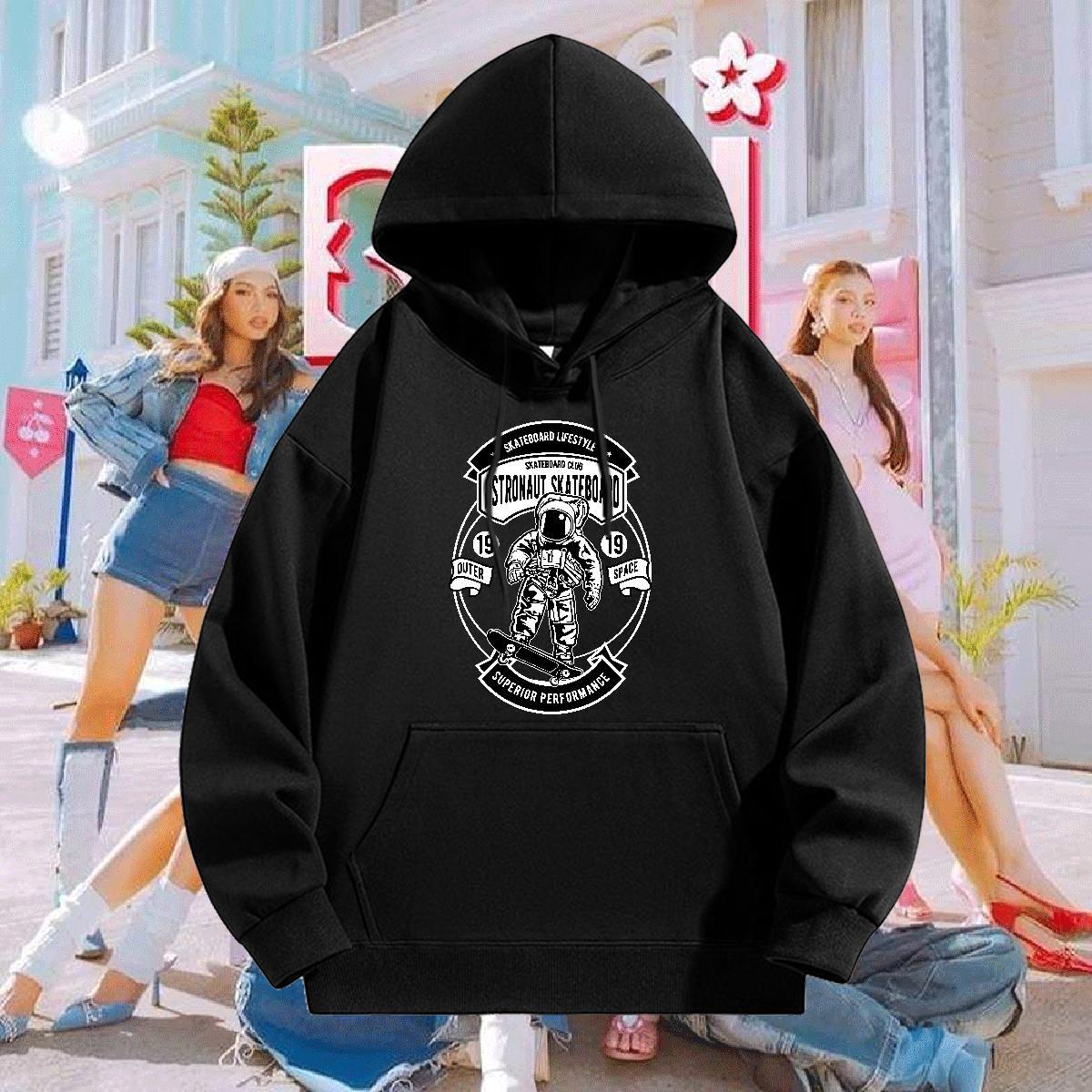 DIY Hooded Sweatshirt Breathable Drawstring Hoodie Classic Men's Hooded Sweatshirt Black Oversized Clothes Hoodie High Street Hip Hop Tech Fleece