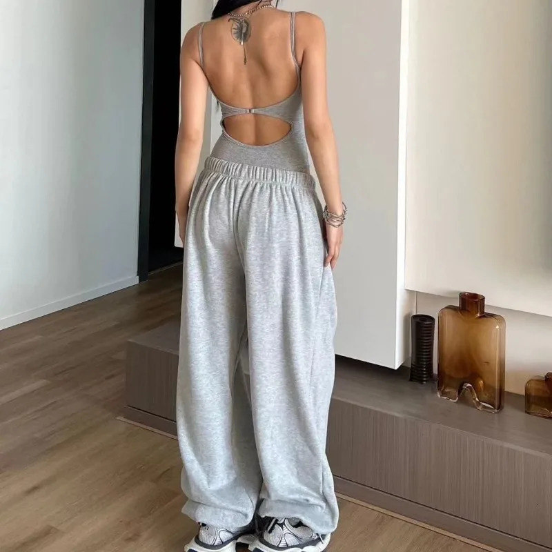 Deeptown Oversized Y2k Grey Sweatpant Joggers Vintage Harajuku Korean Style Pants Hip Hop Casual America Retro Trousers 241024