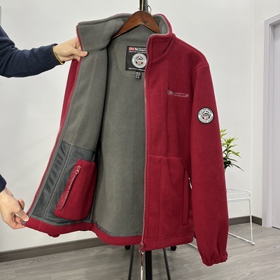 2024 New Designer Norwegian Plush Warm Wool Jacket Double Layer Cotton Thick Jacket Anti Cold Stand Collar Multi Pocket Large