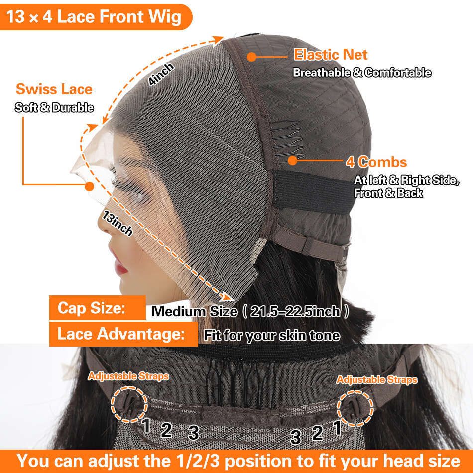 Straight Lace Front Wigs x Frontal Human Hair Wig Transparent HD Glueless Pre Plucked Cut