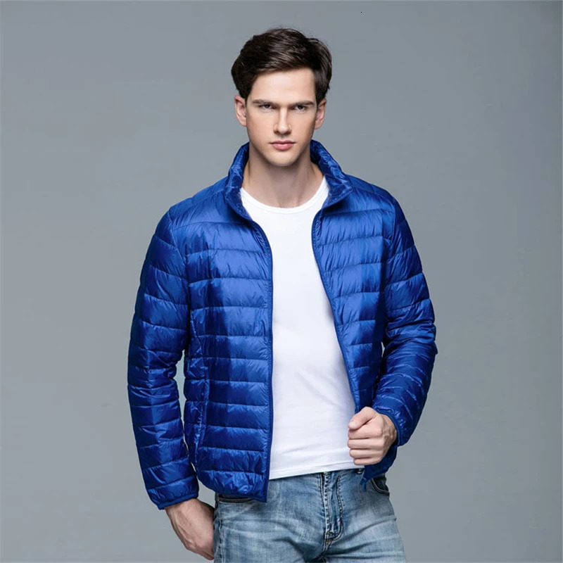 Winter Mens Down Jacket Ultra Light Men Windbreaker Feather Man Lightweight Portable Warm Coat 241024