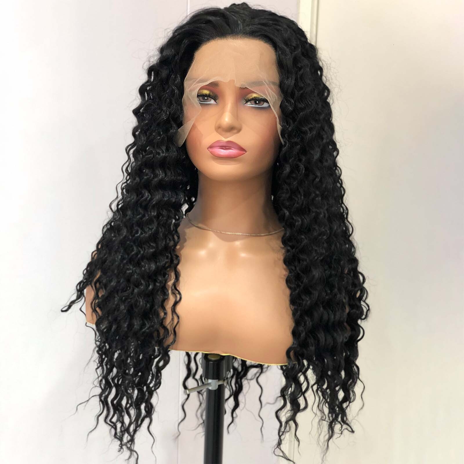Deep Synthetic Lace Front Wig Glueless Frontal Long Hair Afro Kinky Curly Wigs for Black Women Party Daily