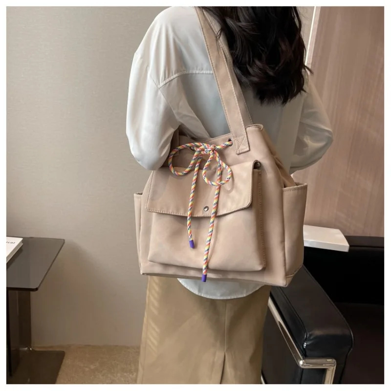 Large Capacity Canvas Tote Bag for Womens Versatile Instagram College Student Class Shoulder Bag 241025