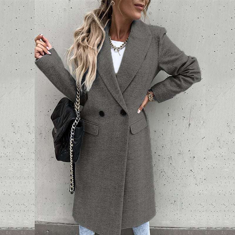 Women's Wool Designer Womens Coat Jackets & Blends Winter Coats Trench Jacket Autumn Single Breasted Solid Color Slim Long Windbreaker