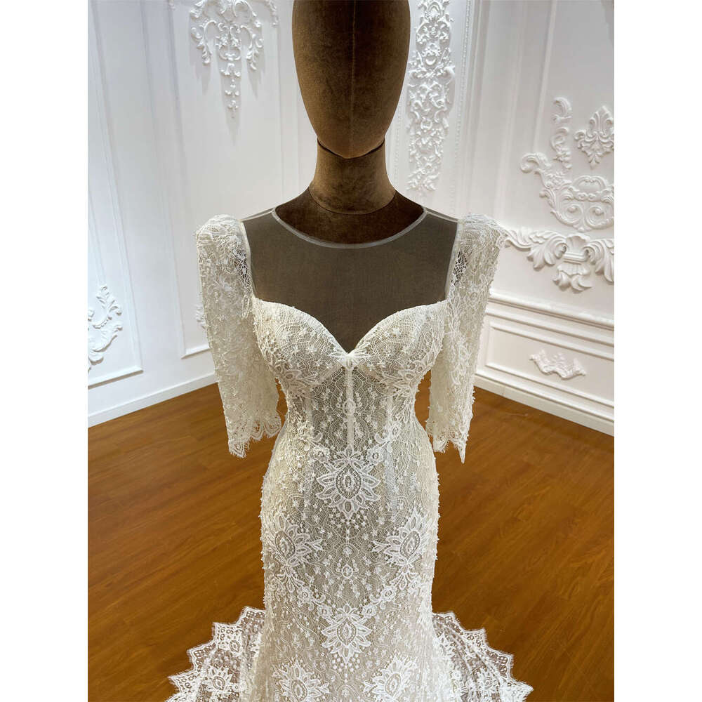Special Lace Half Sleeve Mermaid Bridal Wedding Dress