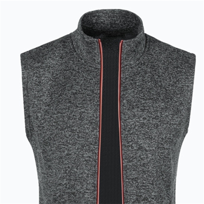 Autumn and winter mens knitted velvet fashion casual top zipper vest sleeveless high neck fleece solid color wear 241025