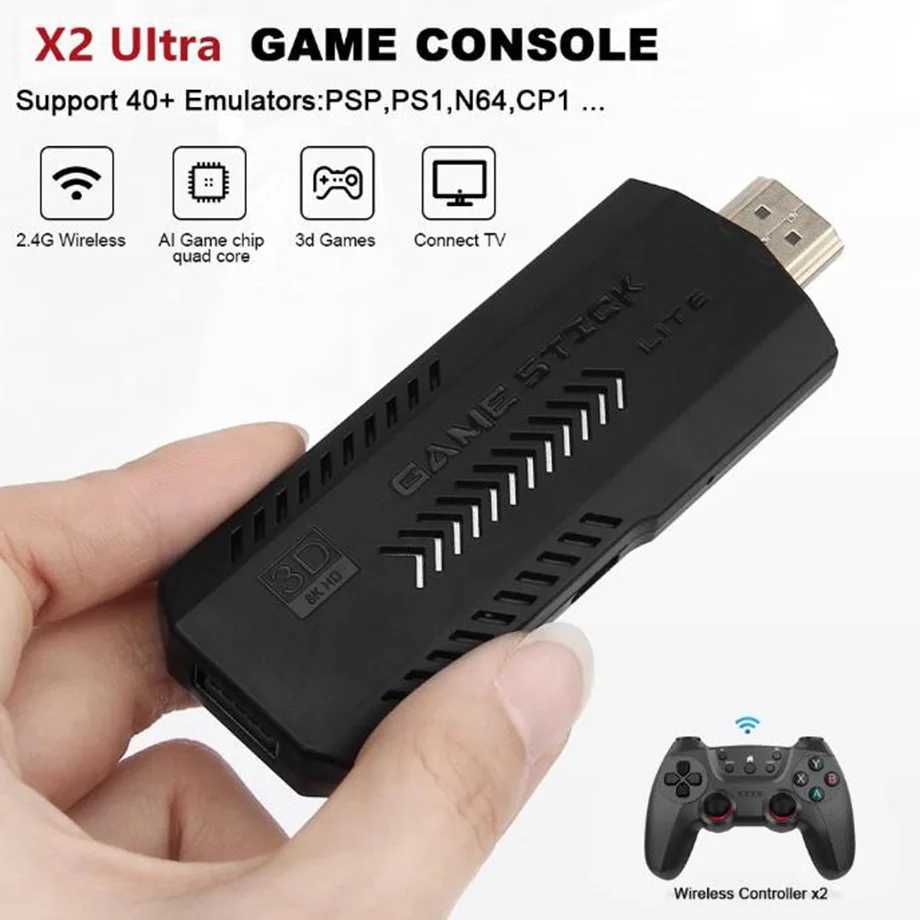 New X2 tra Gaming Stick 4K 3D HD Retro Video Game Console Wireless Controller TV Game Console 256G 58000 Retro Games Christmas Gift Y241029