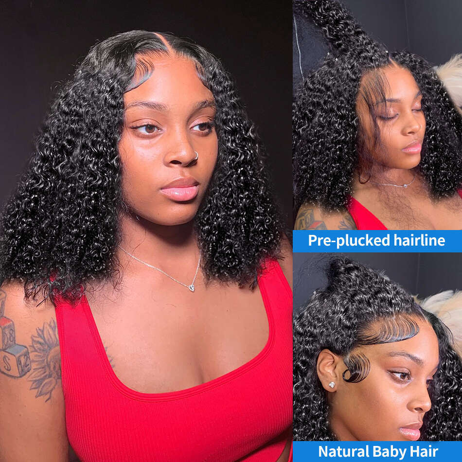 Xcurly Curly Short Bob Human Hair Wigs x X HD Lace Frontal Wig Brazilian Deep Wave Closure For Women Pre Plucked