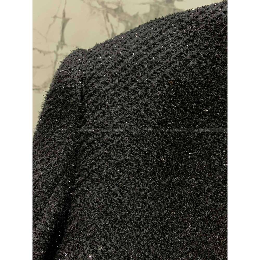 New Dia Beaded V Neck Ostrich Feather Decoration Long Sleeve Women Loose Woolen Dress