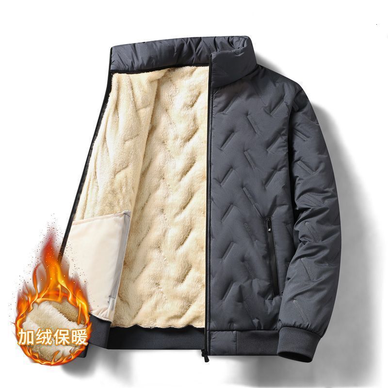 2024 New Designer Men's Lamb Fleece Warm and Windproof Thick Jacket with Wool Cotton Jacket Winter