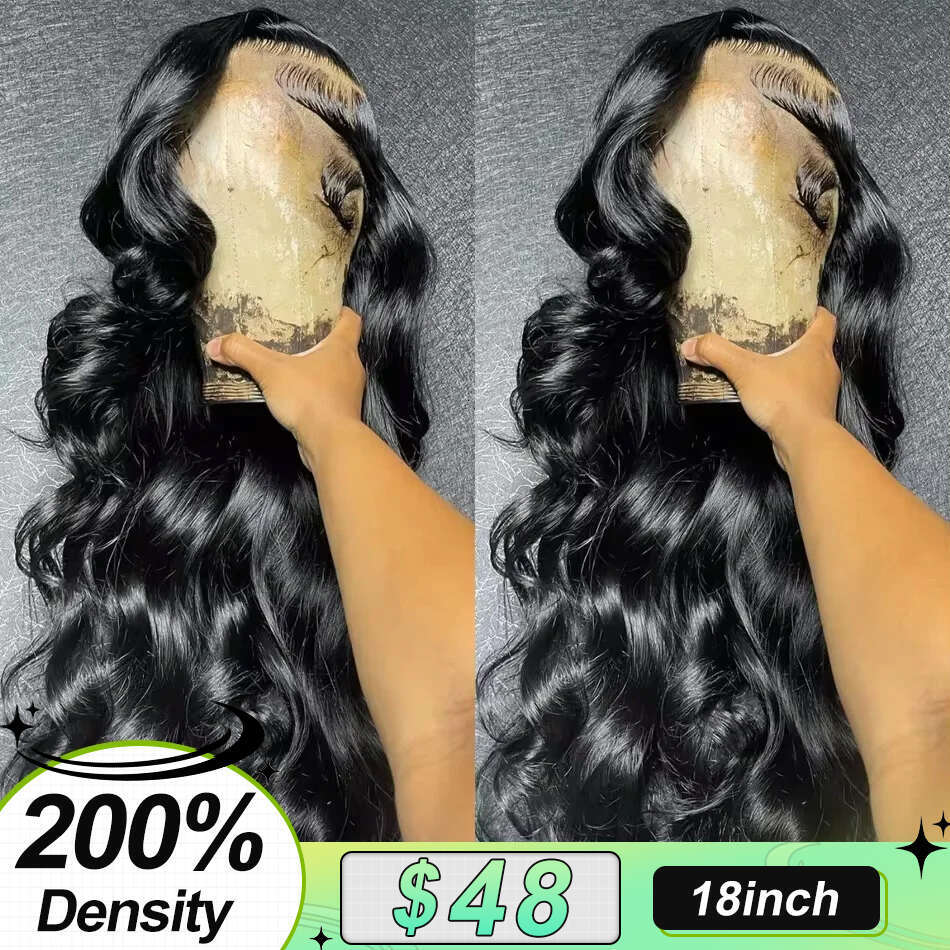 Density x black Body Wave Lace Front Human Hair Wig Brazilian Remy Inch Frontal Wigs PrePlucked For Women