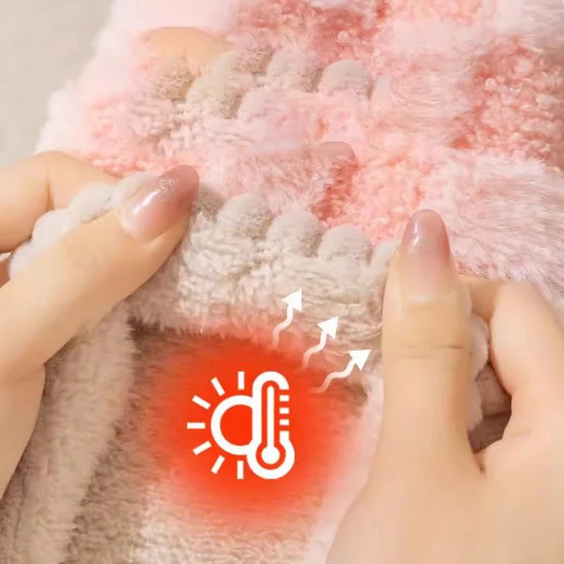 Cotton slippers for women spring autumn winter indoor anti slip home warm home winter fur plush couple men 241025