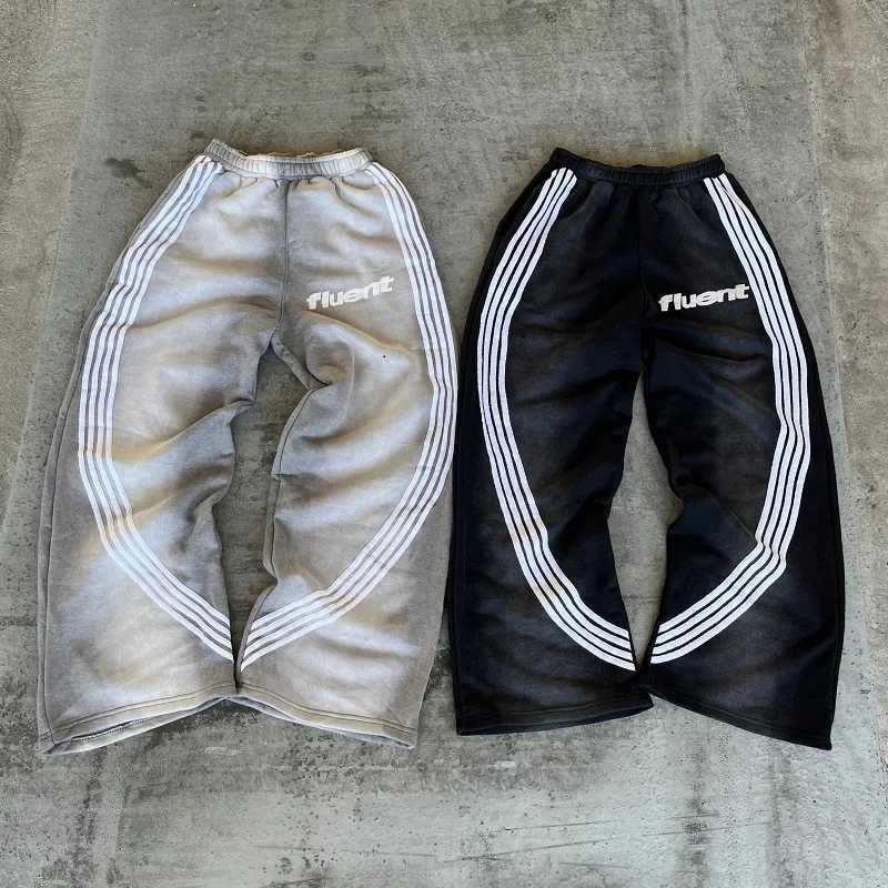 Harajuku new fashionable wide leg women sports pants Y2K Gothic retro classic couple sports pants hip-hop street casual pantsX241028