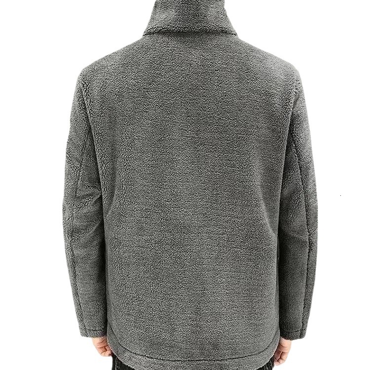 2024 new designer autumn and winter men's cut sheep stand collar jacket embroidered integrated sheep fleece men's jacket