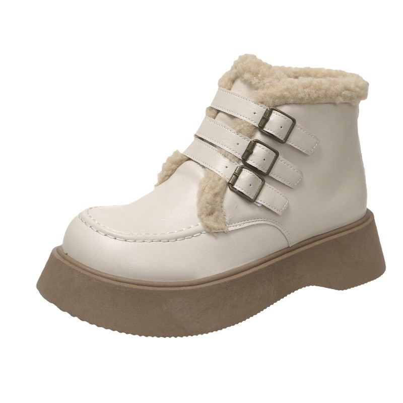 Women Fashion Boots:British Style Thick Soled Martin Boots Winter New Trendy Fleece Warm,Black/Brown/Apricot,Free shipping