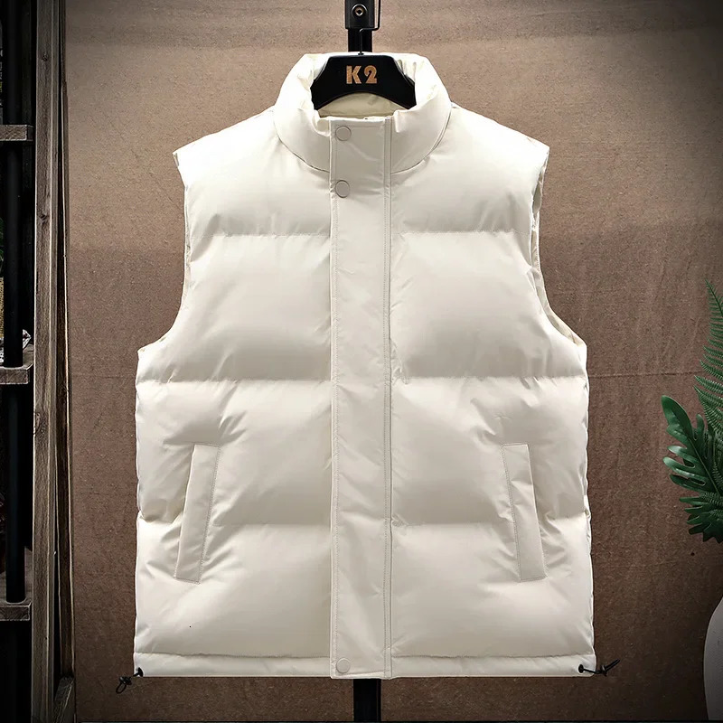 Cotton jacket mens sleeveless jacket mens solid color jacket winter warm jacket windproof jacket 241028
