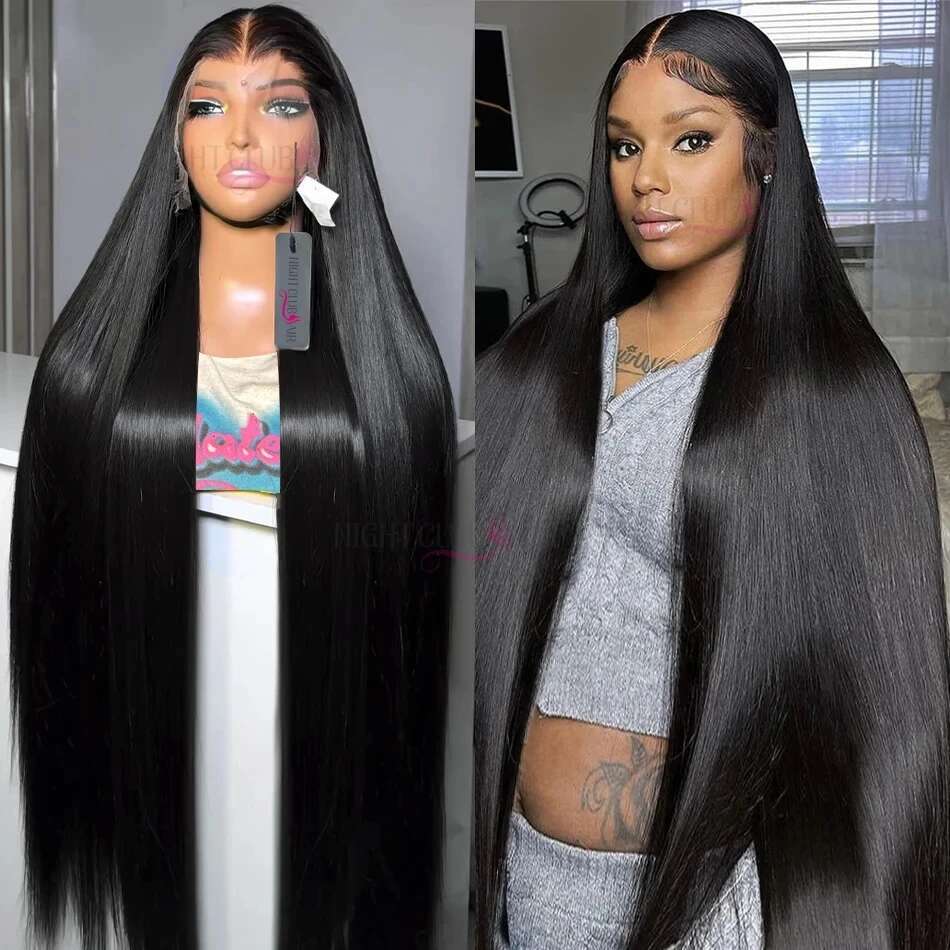 Density Straight Lace Front Wigs Human Hair Brazilian Inch Bone x HD Frontal Wig For Women