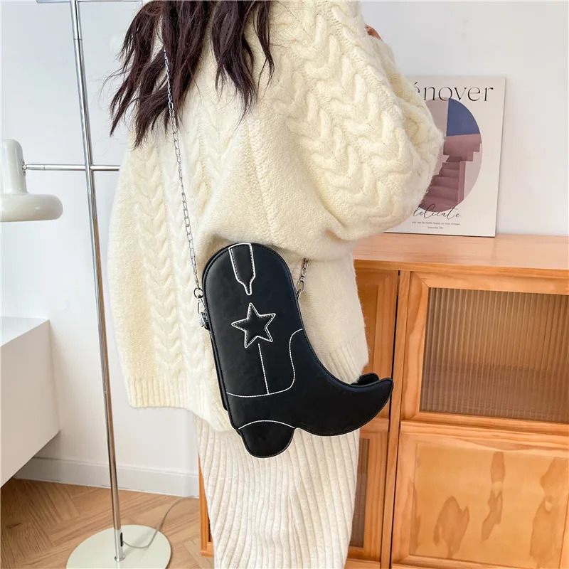 Fashion Funny Long Boots Shaped Handbag Womens Creative Leather Single Shoulder Bag Gothic Personalized Party Mujer Femme Bag 241025