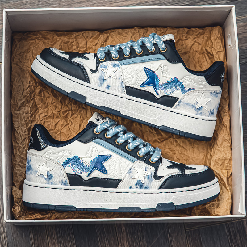 2024 Autumn New Men's the Year of the Loong Leather Embossed Dragon Plate Shoes Youth Student Fashion Shoes Sports Men's Shoes dh5727163