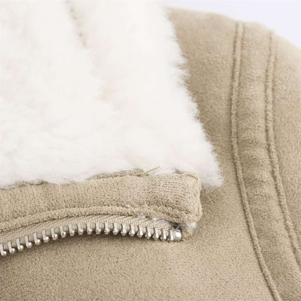 Bm&Md&Za2024 Autumn New Women's Clothing Style Simple And Warm Ribbed Hem Double-Sided Fleece Lamb Wool Short Jacket