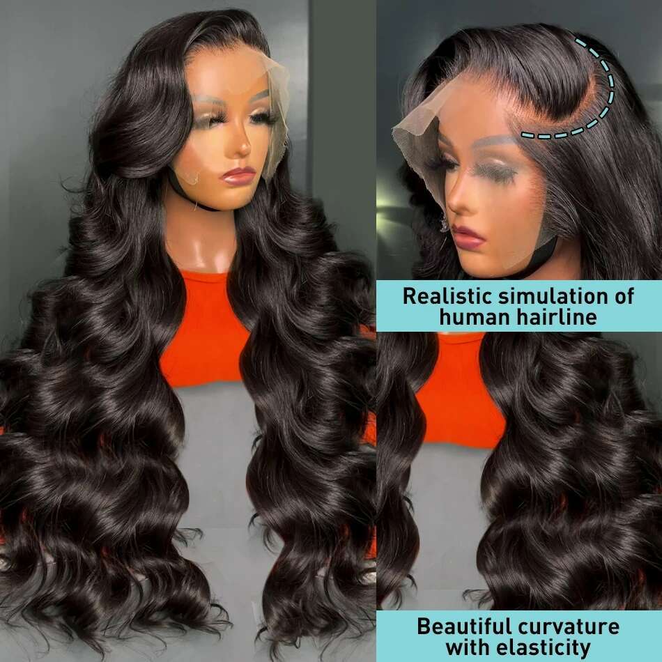 Inch Body Wave x Lace Front Human Hair Transparent Density HD Gluless Frontal Wig Brazilian For Women