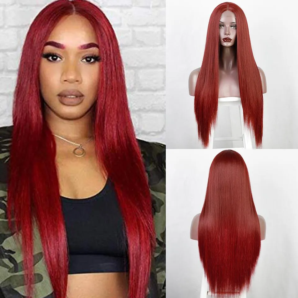 Blonde Wig Lace Frontal Wig Glueless Highlight 30 Inch Wig Hair front Preplucked Colored Bone Straight Lace Front Wigs Synthetic Wig 11