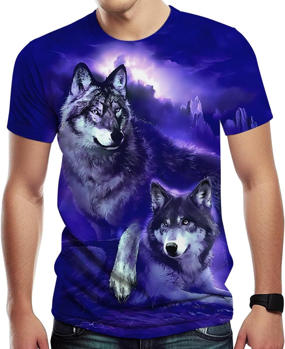 Mens T shirt Men's Wolf Graphic 3D Print with The Cool T-Shirt tee Fashion trend cool Casual tops summer clothes