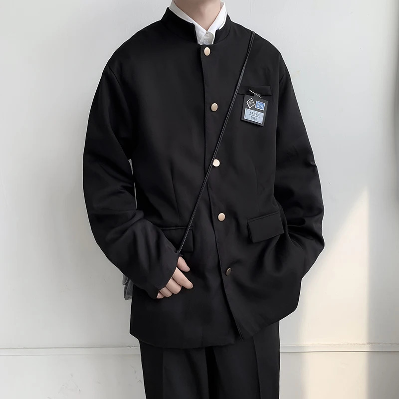Japanese Academy Uniform Jacket Stand up Collar Set Top Mens Jacket Spring/Summer Academy Style Trendy Mens School Uniform 241024