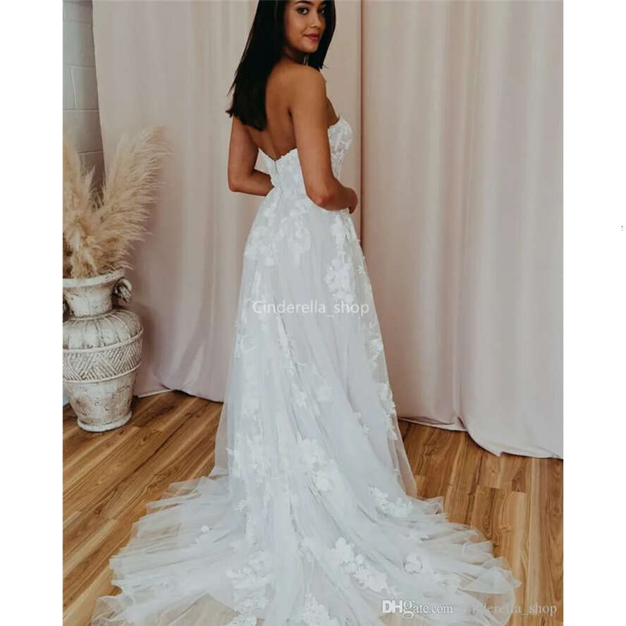 Elegant Plus Size Lace Bohemian Dresses Sweetheart Appliques Beach Boho Wedding Dress Bridal Gowns Vestido De Noiva Custom 2024 0218