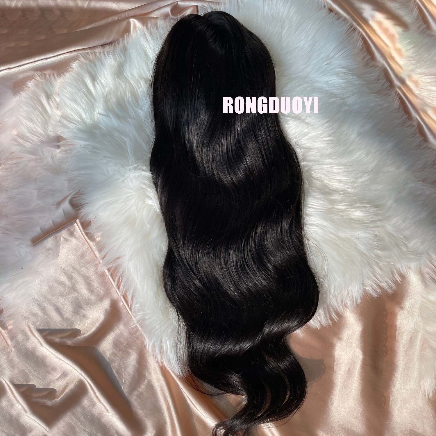 Black Long Natural Wavy Synthetic Front Wig Glueless Curly Body Wave Brunette Hair Lace Frontal Wigs for Women Party