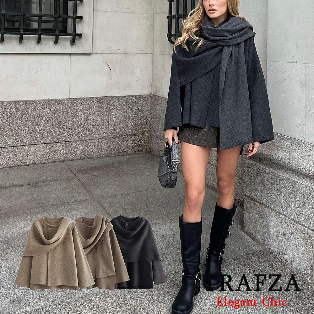 TRAFZA Women Fashion Knitted O-Neck Irregularity Loose Sweater New 2024 Autumn Winter Casual Stylish Pullover
