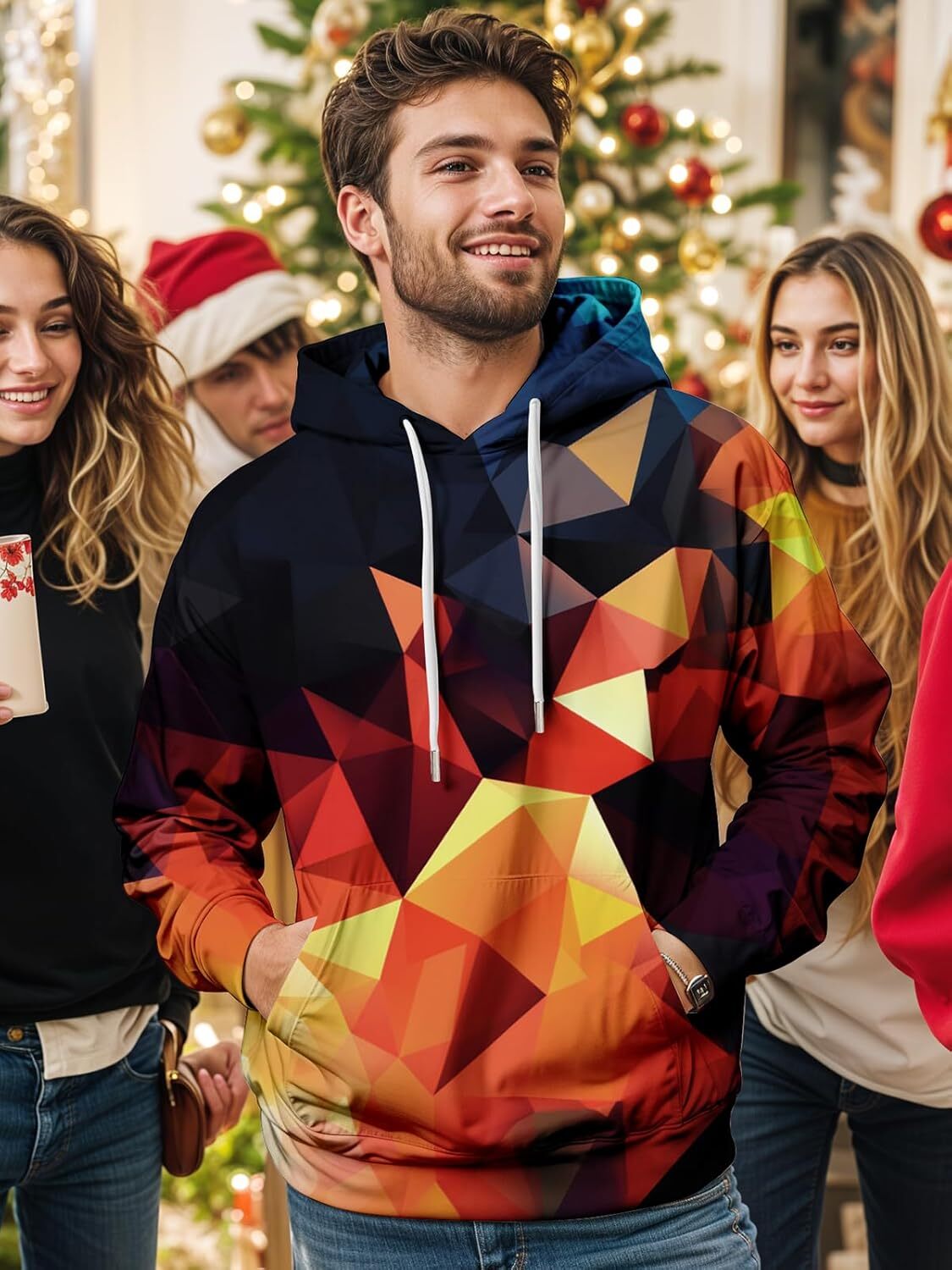 Hoodie for Mens Graphic cool Hoodies for Men Sweatshirts for Teen Boy Gifts Cool Things Novelty Black Red Pullover Hoodie Graphic Trendy patterns
