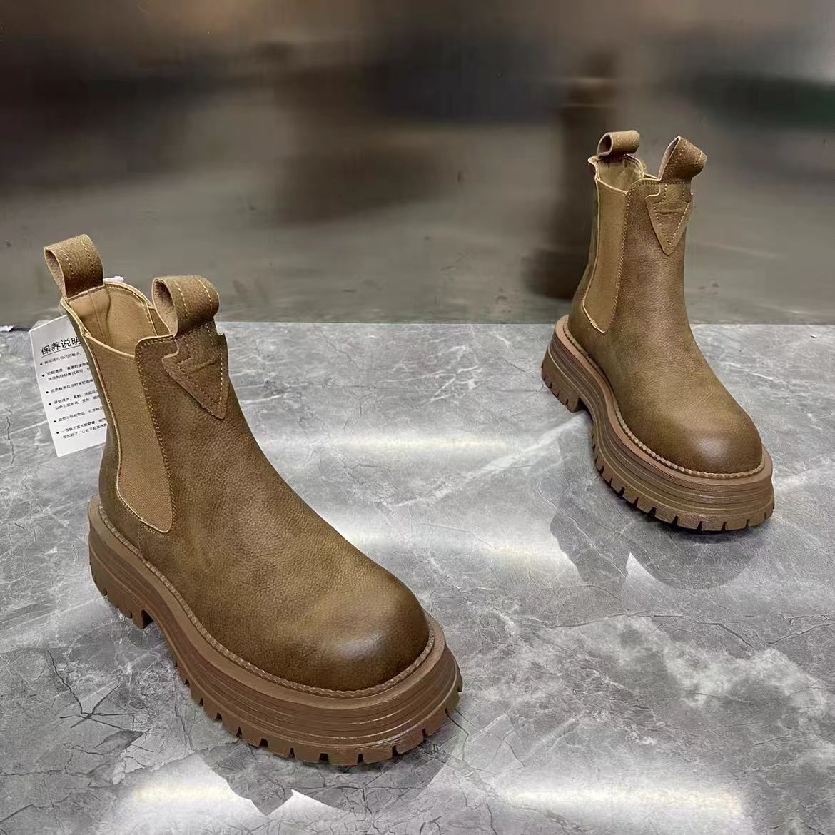 Women Fashion Boots:British Style Simple Design Thick Sole Martin Boots Winter Versatile,Black/Brown/Khaki,Free shipping